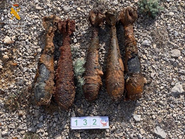 La Guardia Civil localiza 5 granadas de mortero de la Guerra Civil en un acuífero de Monreal del Campo