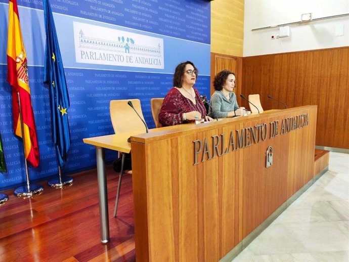 Diputadas de Adelante Andalucía presentando la iniciativa en rueda de prensa