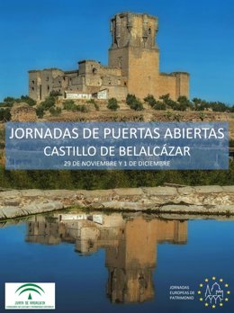 Cartel de las Jornadas de Puertas Abiertas en el Castillo de Belalcázar.