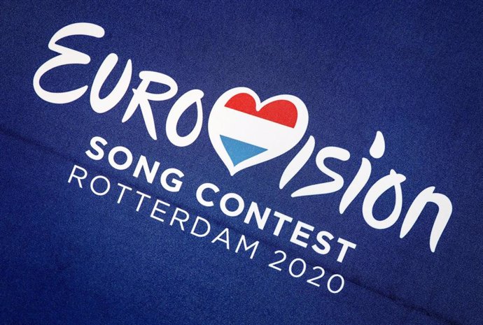 30 August 2019, Netherlands, Rotterdam: Logo of the Eurovision Song Contest after announcement for the Eurovision Song Contest 2020. The Dutch port of Rotterdam will host the next Eurovision Song Contest (ESC). Photo: Koen Van Weel/ANP/dpa