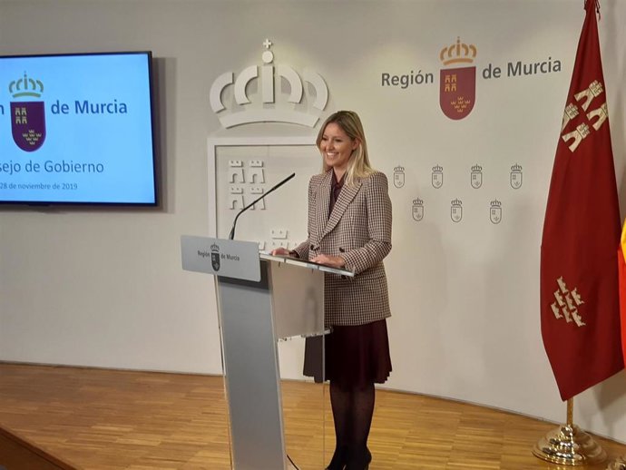La portavoz del Gobierno regional, Ana Martínez Vidal, en la rueda de prensa