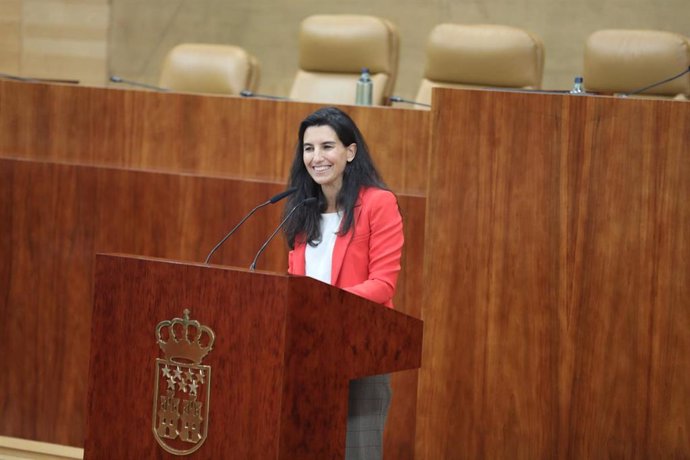 La portavoz en la Asamblea del Grupo Parlamentario Vox, Rocío Monasterio durante su intervención en el debate parlamentario ` Modelo de Parlamento Europeo, en Madrid, a 20 de septiembre de 2019.