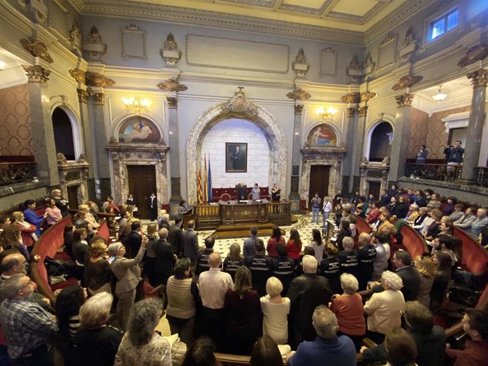 Imagen del acto institucional celebrado en el Ayuntamiento de Valncia con motivo del Día Internacional contra la Violencia Machista.