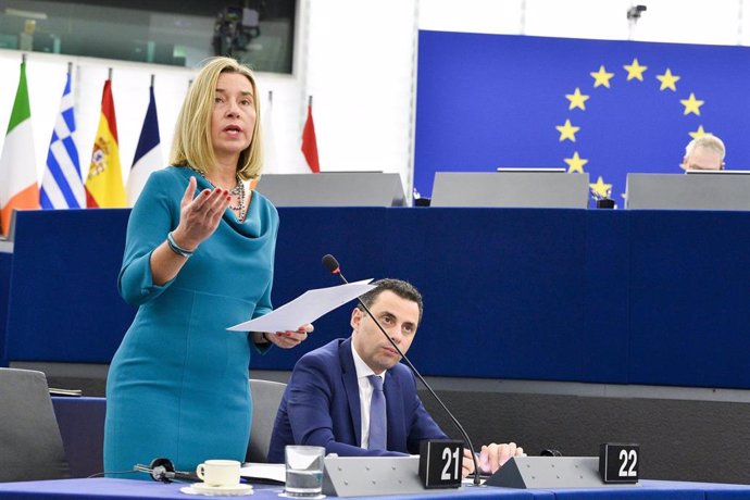 Federica Mogherini en una intervención ante el Parlamento Europeo
