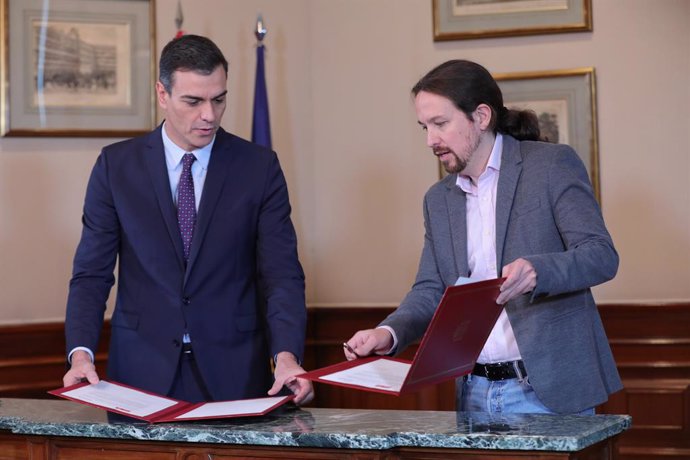 El president del Govern en funcions, Pedro Sánchez i el líder de Podem, Pablo Iglesias.