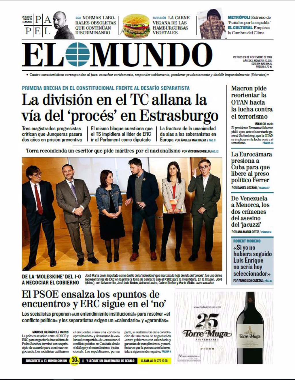 Las Portadas De Los Periódicos Del Viernes 29 De Noviembre De 2019