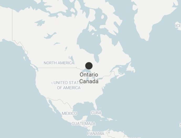 Localización en el mapa de la provincia de Ontario, Canadá 