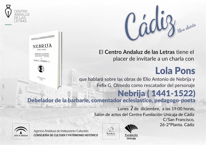 Cartel de ciclo 'Cádiz, Libro Abierto' con Lola Pons