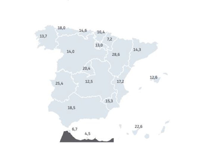 Mapa del retraso sobre los plazos pactados de las empresas de Baleares.