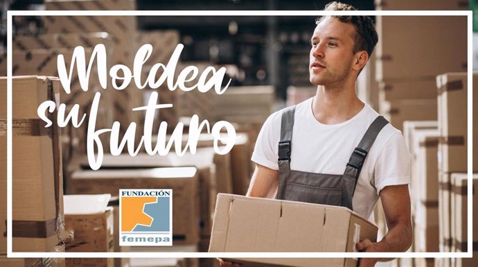 Imagen de la campaña 'Moldea su futuro' de Fundación Femepa para impulsar la contratación de personas en riesgo de exclusión formadas para tareas de almacén, fontanería o climatización