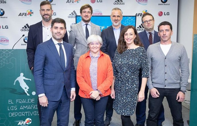 El presidente de AFE, David Aganzo, en la jornada sobre fraude y amaños deportivos en la sede del sindicato