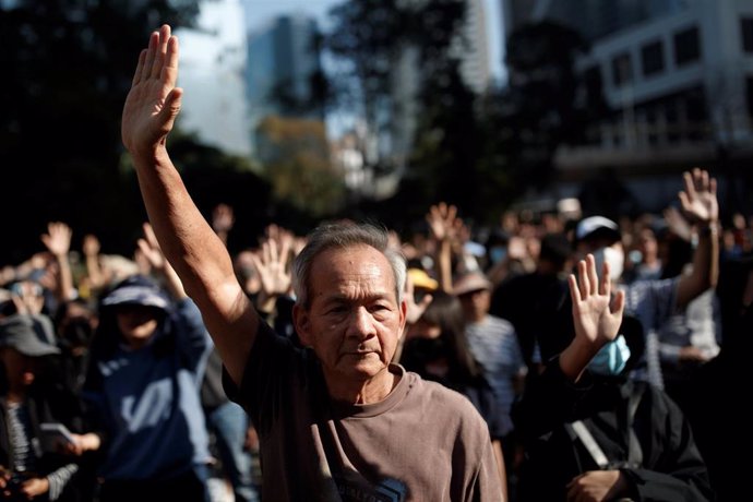 Marcha de jubilados en Hong Kong