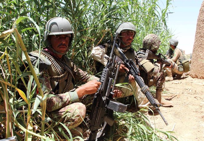 Militares afganos en Marya (Helmand)