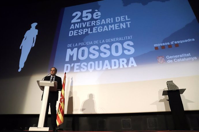 El president de la Generalitat, Quim Torra, en l'acte del 25 aniversari del desplegament dels Mossos d'Esquadra com a policia integral de Catalunya.