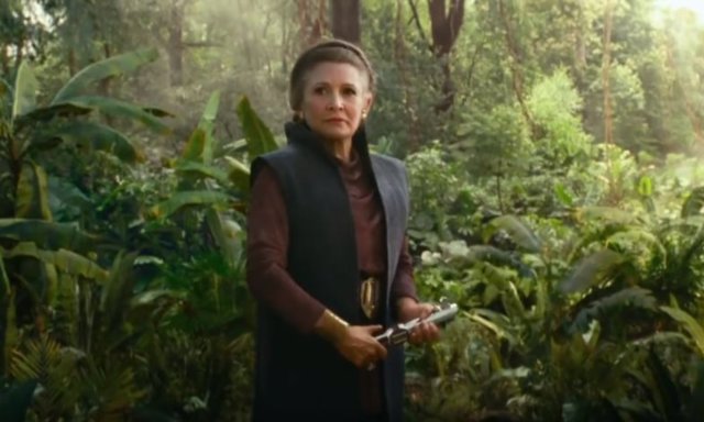 Carrie Fisher como Leia en Star Wars: El ascenso de Skywalker