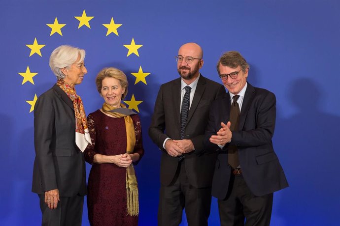 Christine Lagarde, Ursula Von der Leyen, Charles Michel y David Sassoli