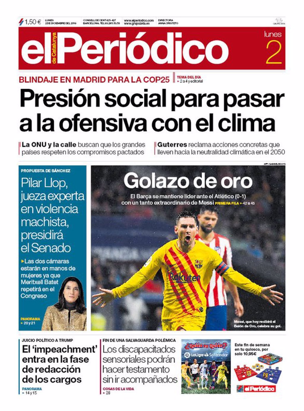 Las Portadas De Los Periódicos Del Lunes 2 De Diciembre De 2019