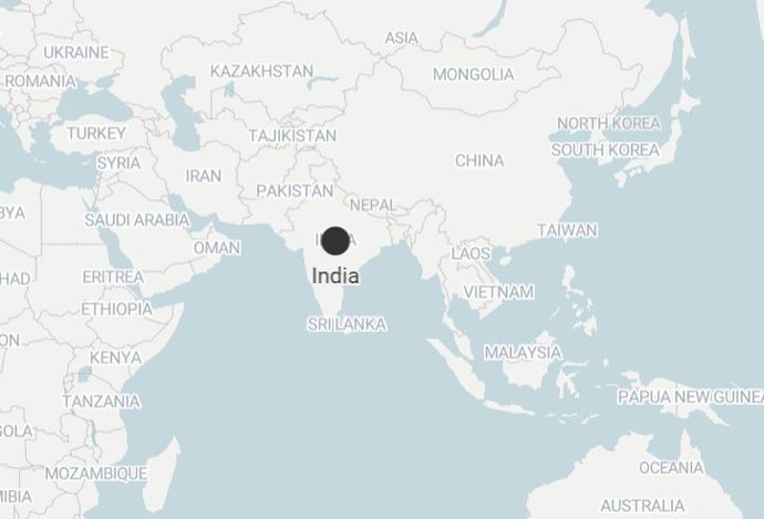 Imagen de la India localizada en el mapa 