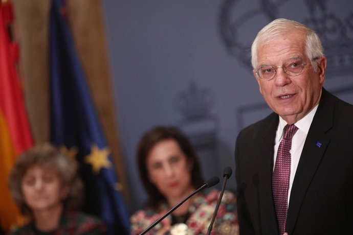 El ministre d'Afers Exteriors, UE i Cooperació en funcions, Josep Borrell (emocionat), ofereix una roda de premsa a la seu del Ministeri després d'assistir en el seu últim Consell de Ministres, Madrid (Espanya), 29 de novembre del 2019.