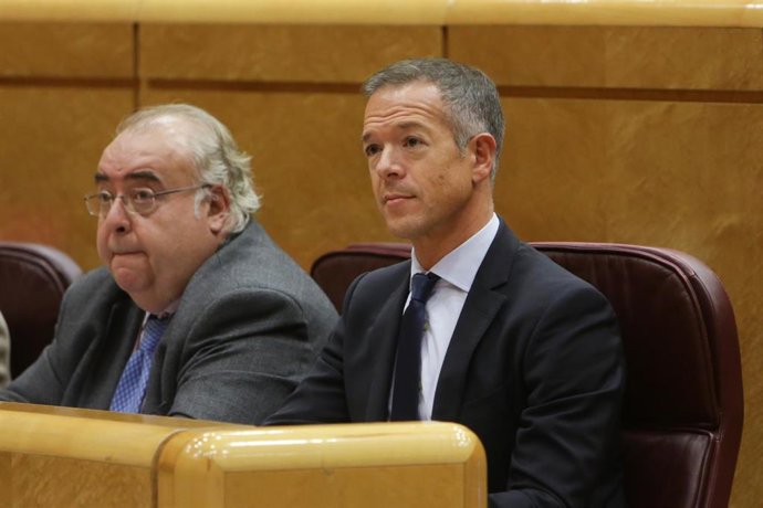 El senador del PSOE Tontxu Rodríguez  y el portavoz del PSOE en el Senado, Ander Gil.