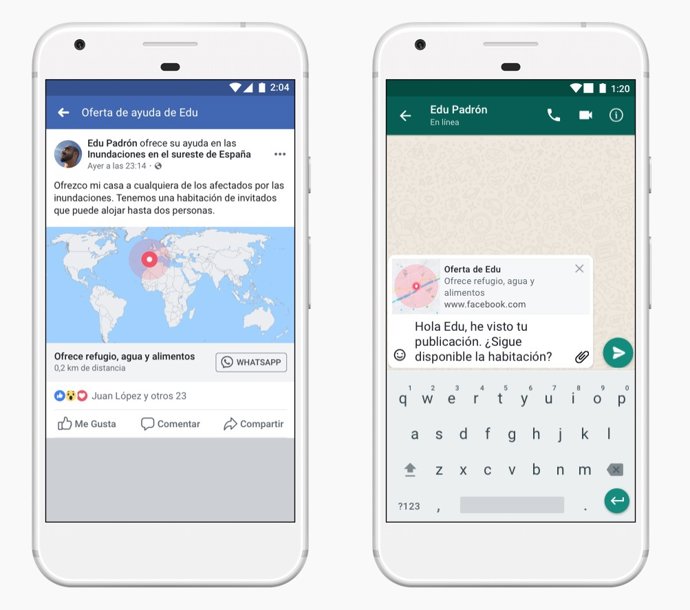 Facebook extiende su herramienta 'Respuesta ante emergencias' a WhatsApp 