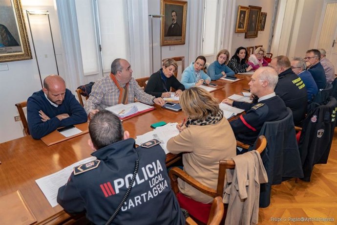 Reunión Gabinete de Crisis del Ayuntamiento de Cartagena en episodio DANA diciembre 2019