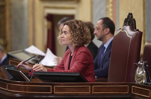 La reelegida presidenta del Congreso de los Diputados, Meritxell Batet, durante su intervención en la sesión de constitución de las Cortes 