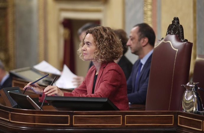 La reelegida presidenta del Congrés dels Diputats, Meritxell Batet, durant la seva intervenció en la sessió de constitució de les Corts per a la XIV Legislatura al Congrés dels Diputats, Madrid (Espanya), a 3 de desembre del 2019.