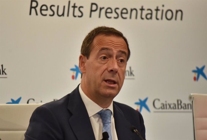 El consejero delegado de Caixa Bank, Gonzalo Gortázar, durante su intervención en la presentación de los resultados de la entidad, correspondientes a los seis primeros meses de 2019.