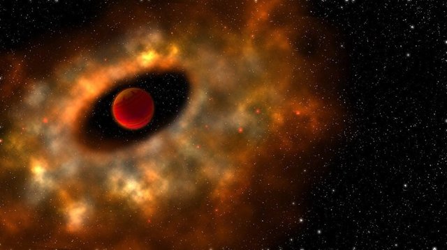 Concepto artístico de estrella joven rodeada por un disco primordial de gas
