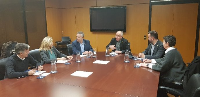 Reunión de Josep Bargalló con Lluís Soler, Joana Ortega, Sergi Peneds y Merc Bosch (ACM)