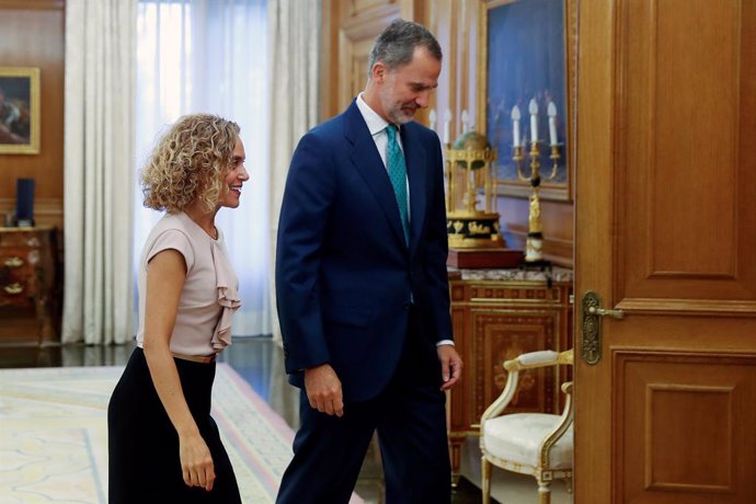 El rei Felip VI rep la presidenta del Congrés, Meritxell Batet, al Palau de la Zarzuela per preparar la ronda de consultes amb els partits polítics, 12 de setembre del 2019.