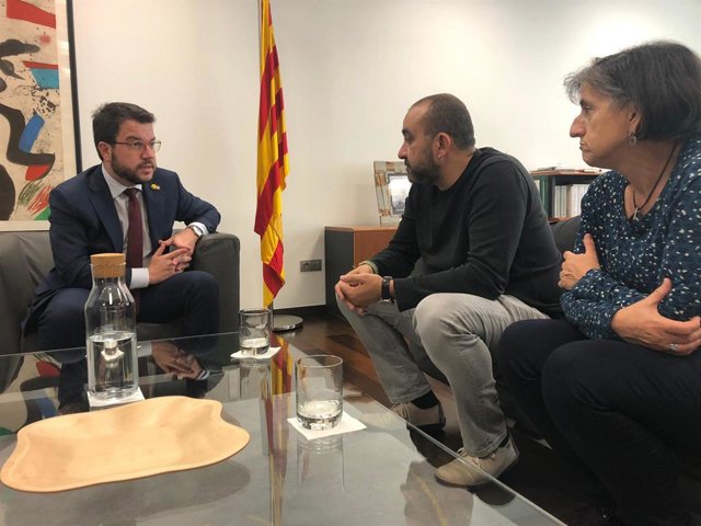 El vicepresident i coordinador nacional d'ERC, Pere Aragonès, es reuneix amb el secretari general de CCOO Catalunya, Javier Pacheco