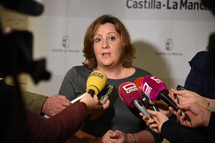 La consejera de Economía, Patricia Franco, antes de la reunión de seguimiento del Pacto por la Recuperación Económica de C-LM.
