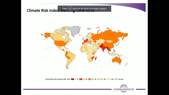 El Índice Global de Vulnerabilidad Climática de German Watch muestra los riesgos por países en 2018