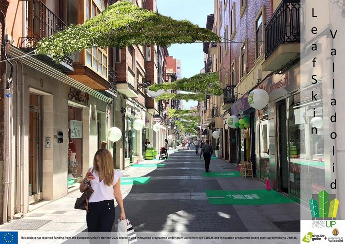 Fotomontaje de toldos en la calle Santa María.