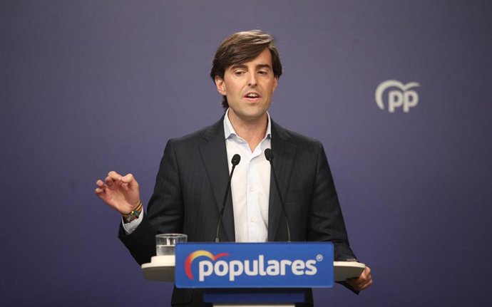 El vicesecretario de Comunicación del Partido Popular, Pablo Montesinos, durante la rueda de prensa ofrecida tras la reunión del Comité de Dirección del PP, en Madrid (España), a 26 de noviembre de 2019.