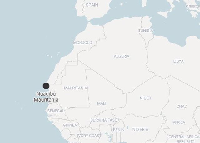 Mapa de Nuadibú , Mauritania
