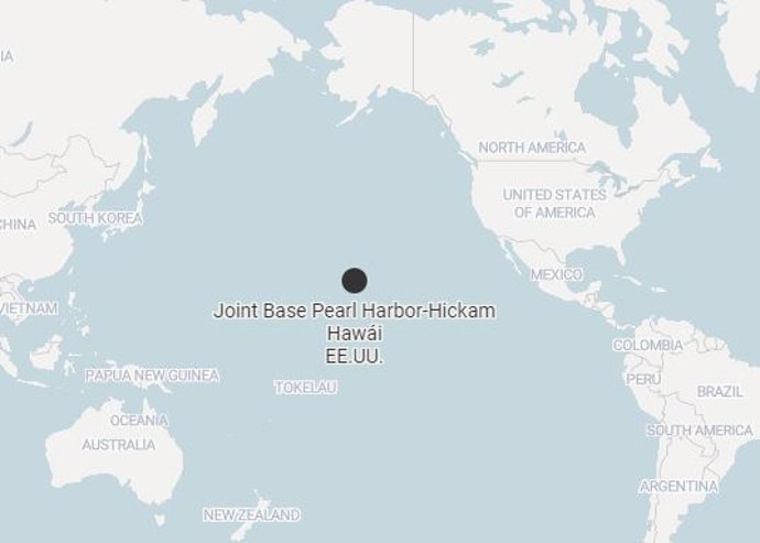 Mapa de la base militar estadounidense de 'Pearl Harbor-Hickam' en Hawái