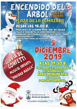 La gran fiesta tendrá lugar este jueves a partir de las 18,00 horas en torno al gran árbol de Navidad de la Plaza de la Almazara para dar paso, con posterioridad, al tradicional encendido navideño.