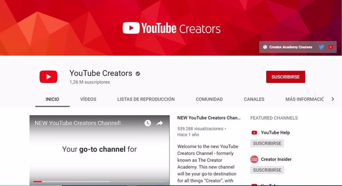Cuenta YouTube Creators, verificada por YouTube