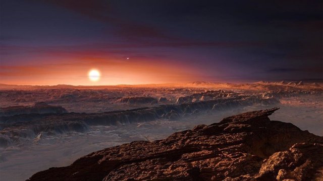 Recreación artística de la superficie de Proxima b