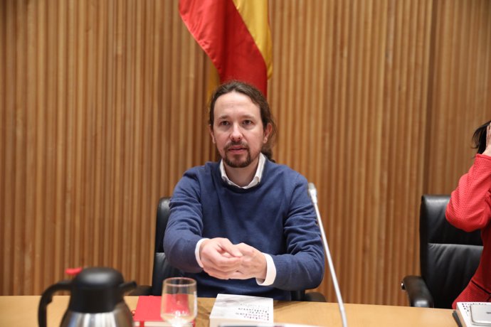 El secretario general de Podemos, Pablo Iglesias durante su participación en el diálogo `Nudo España: un año después en el Congreso de los Diputados, en Madrid (España), a 5 de diciembre de 2019.