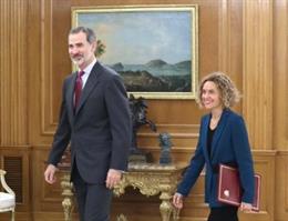 El Rey Felipe VI recibe en audiencia a Meritxell Batet, que repite como presidenta del Congreso de los Diputados en la XIV Legislatura de las Cortes, en el Palacio de la Zarzuela, Madrid (España), a  4 de diciembre de 2019.