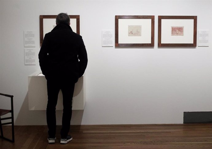 Un asistente en la exposición  'Dibujos de Goya. Solo la voluntad me sobra' presentada en rueda de prensa por el Museo del Prado y la Fundación Botín en el Museo del Prado, en Madrid (España), a 18 de noviembre de 2019.