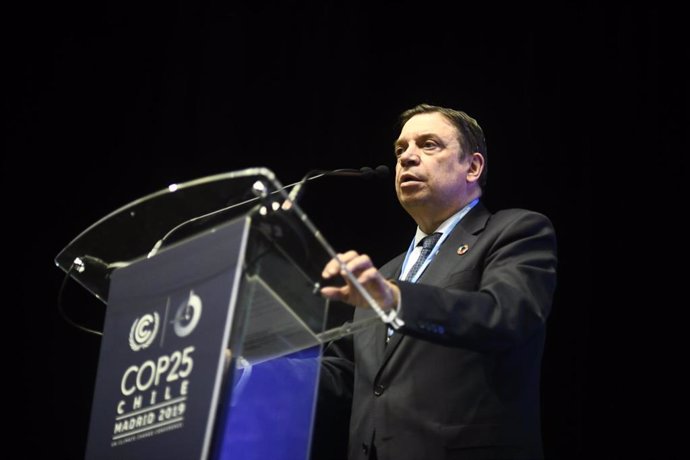 El ministro de Agricultura, Pesca y Alimentación en funciones, Luis Planas, interviene en la Reunión de Alto Nivel sobre Bosques de la Zona Azul durante la cuarta jornada de la Conferencia de Naciones Unidas sobre el Cambio Climático (COP25),