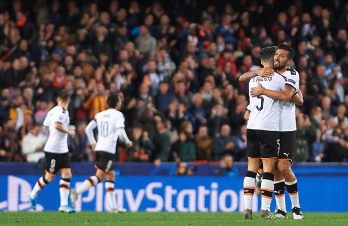 El Valencia celebra un gol