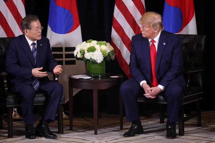 El presidente de Corea del Sur, Moon Jae-in, y su homólogo de Estados Unidos, Donald Trump, en Nueva York.