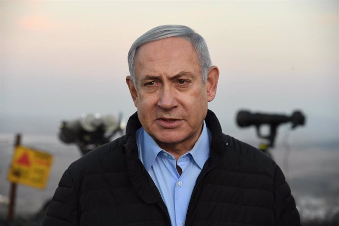 Benjamin Netanyahu en una base militar en los Altos del Golán