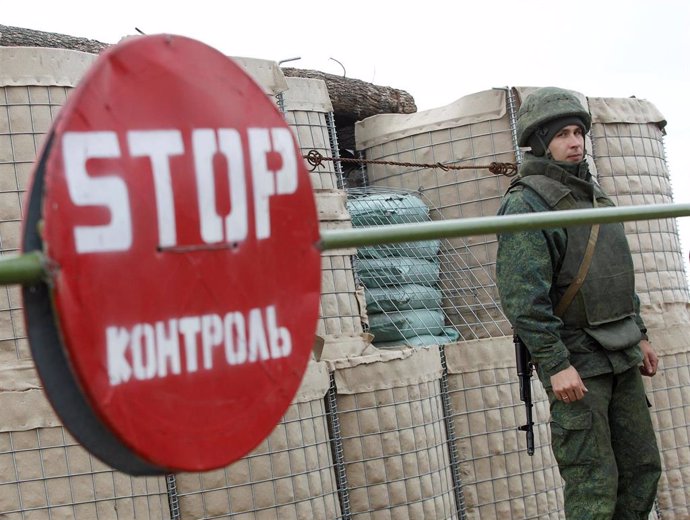 Puesto de control en la región de Donetsk